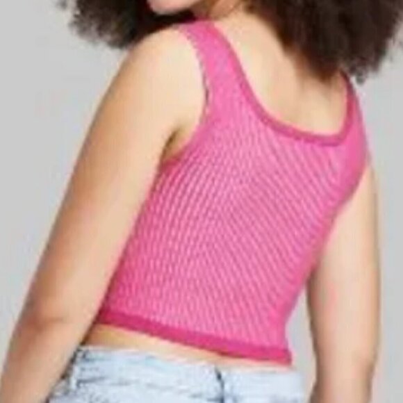 NWT Wild Fable Women's Square Neck Cropped Sweater Tank Magenta Pink Size Small - Picture 5 of 5